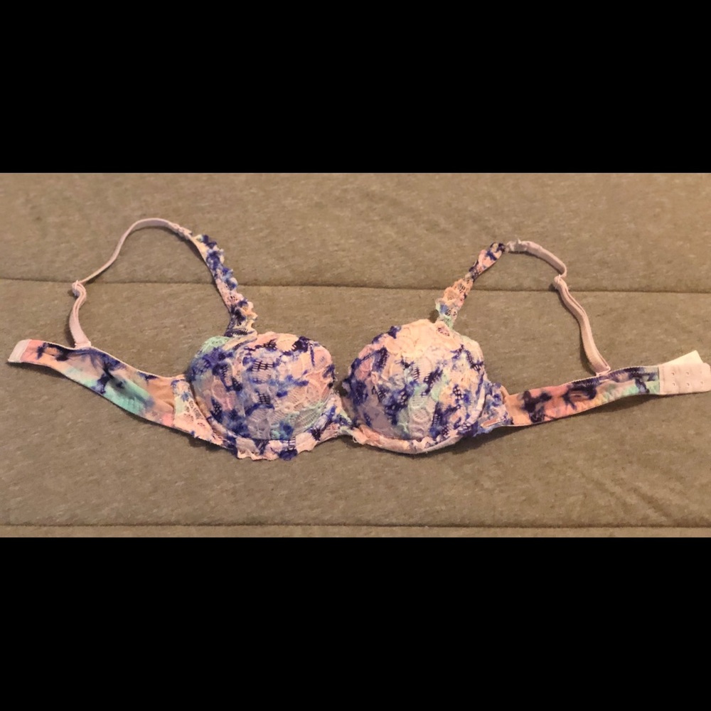 PINK Floral Pattern Date Push Up Bra